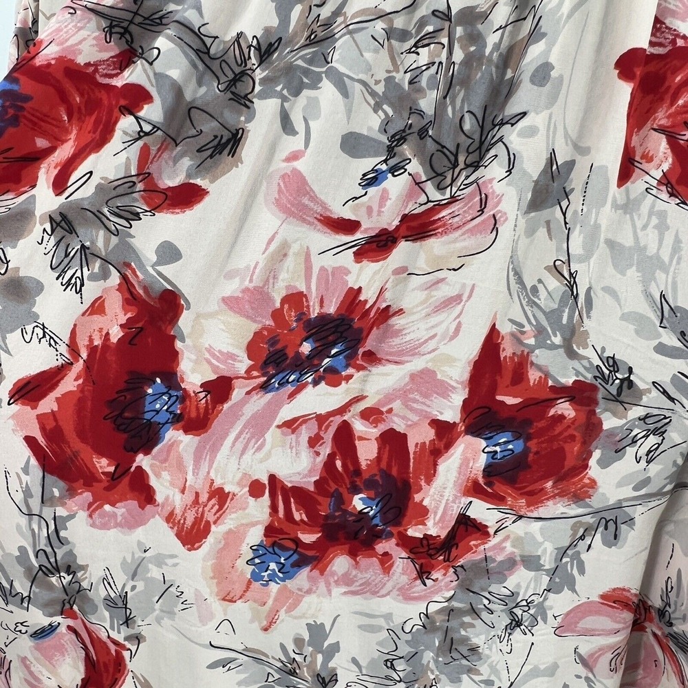 Cabi Womens Gypsy 100% Silk Pink Red Floral Dolman Sleeve Top Shirt Small - Picture 7 of 7